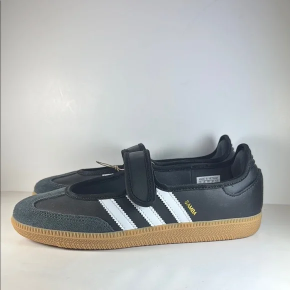 Adidas Samba Black White Velcro Women’s Size 7 Sneakers Mary Jane Shoes - Picture 1 of 12